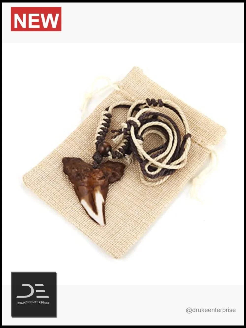 Shark Teeth Resin Pendant Necklace - Surfer Beach Style with Adjustable Cord